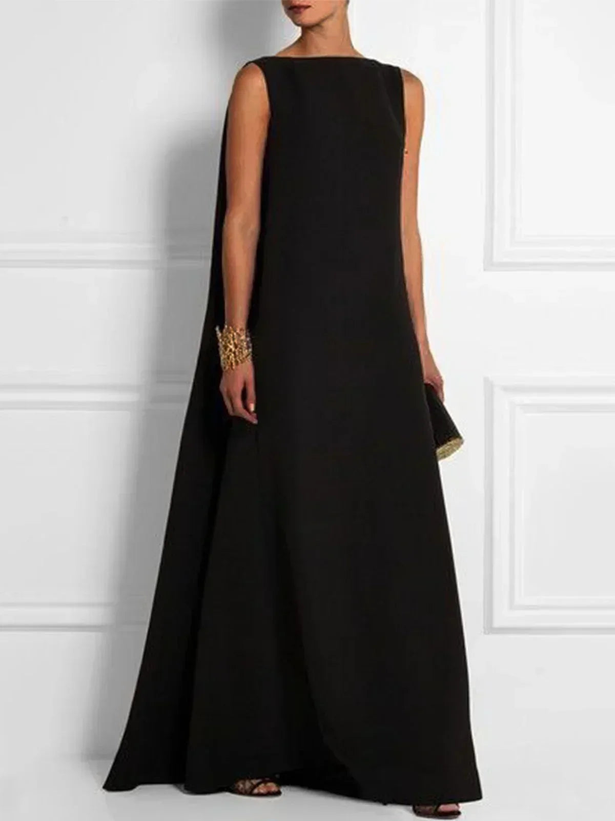 WW | Ärmelloses Gewebtes Vintage Kleid mit Rundhalsausschnitt