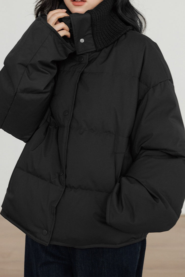 WW | Kragen Weißer Entendaunen-Pufferjacke