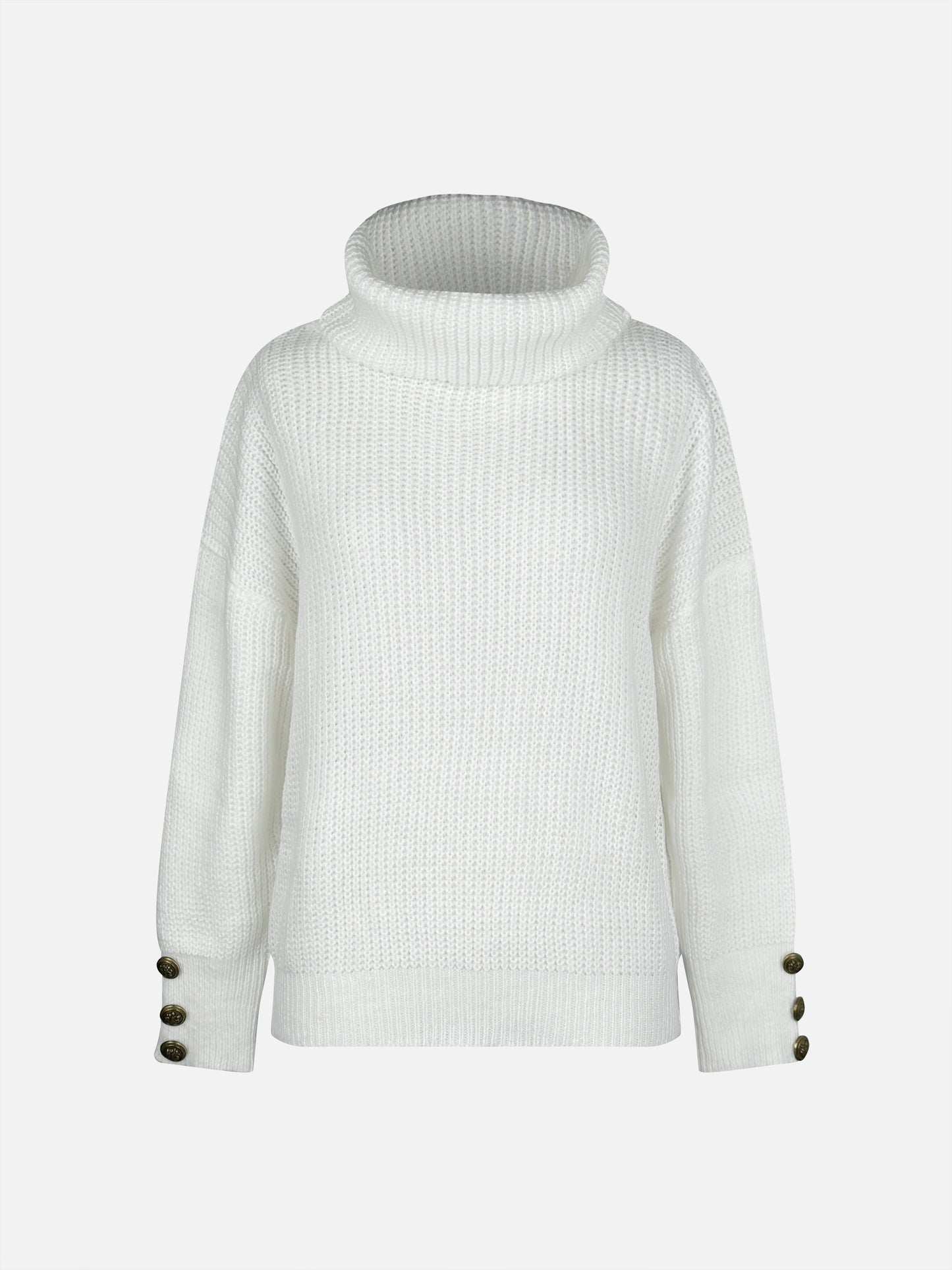 WW | Rollkragenpullover Damen mit Knopfdekor