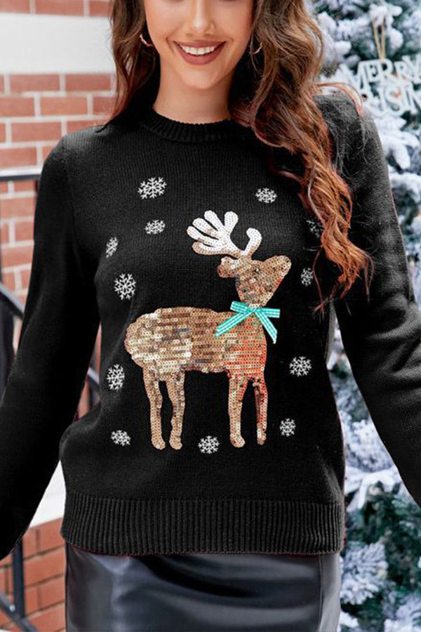 WW | Sweet Christmas Jumper with Deer Embroidery