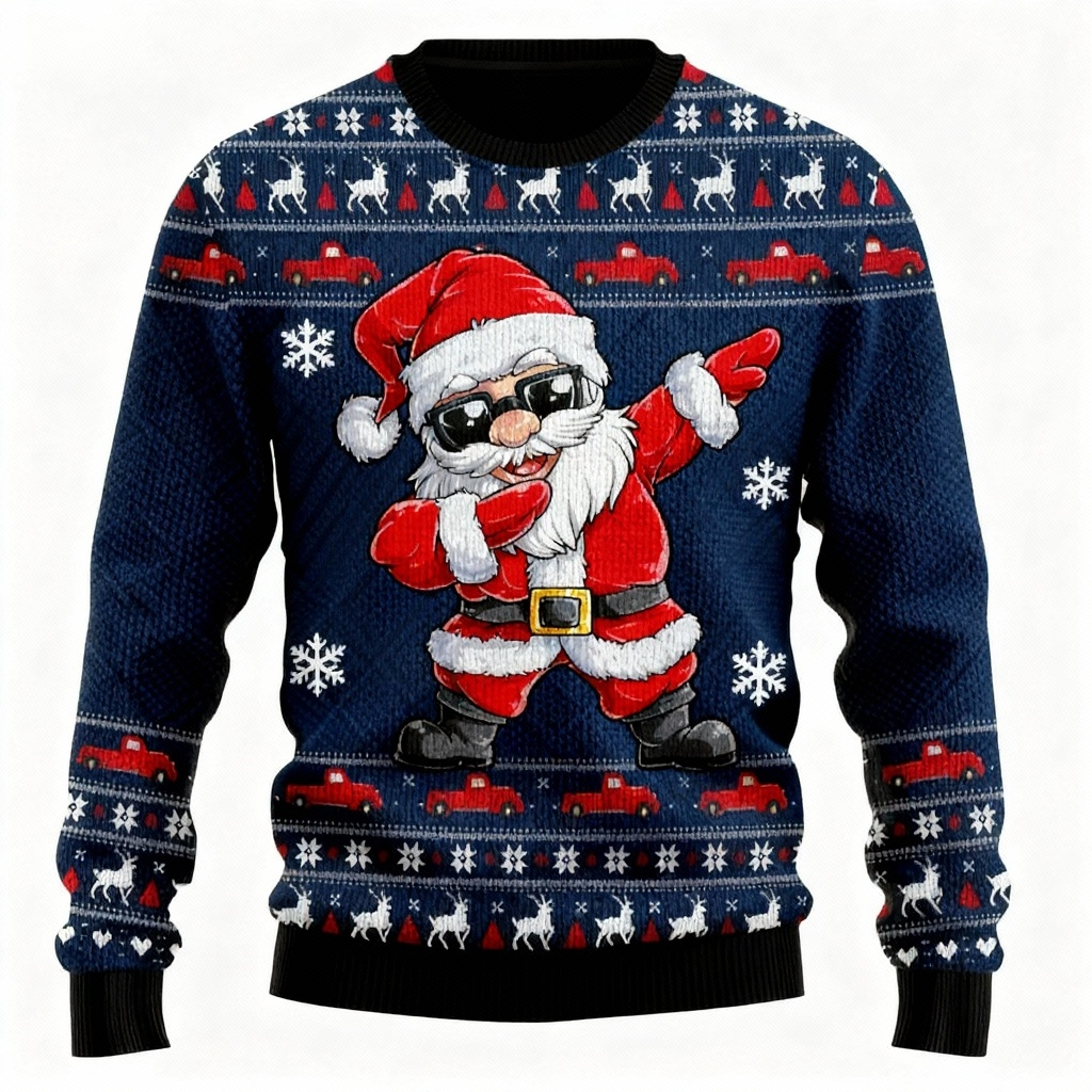 WW | Laut, Stolz & Unübersehbar: Goofy Santa Print Hässlicher Weihnachtspullover