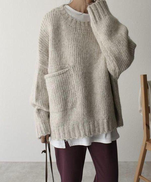 WW | Übergroßer Pullover mit Taschen und Komfort in Elfenbein