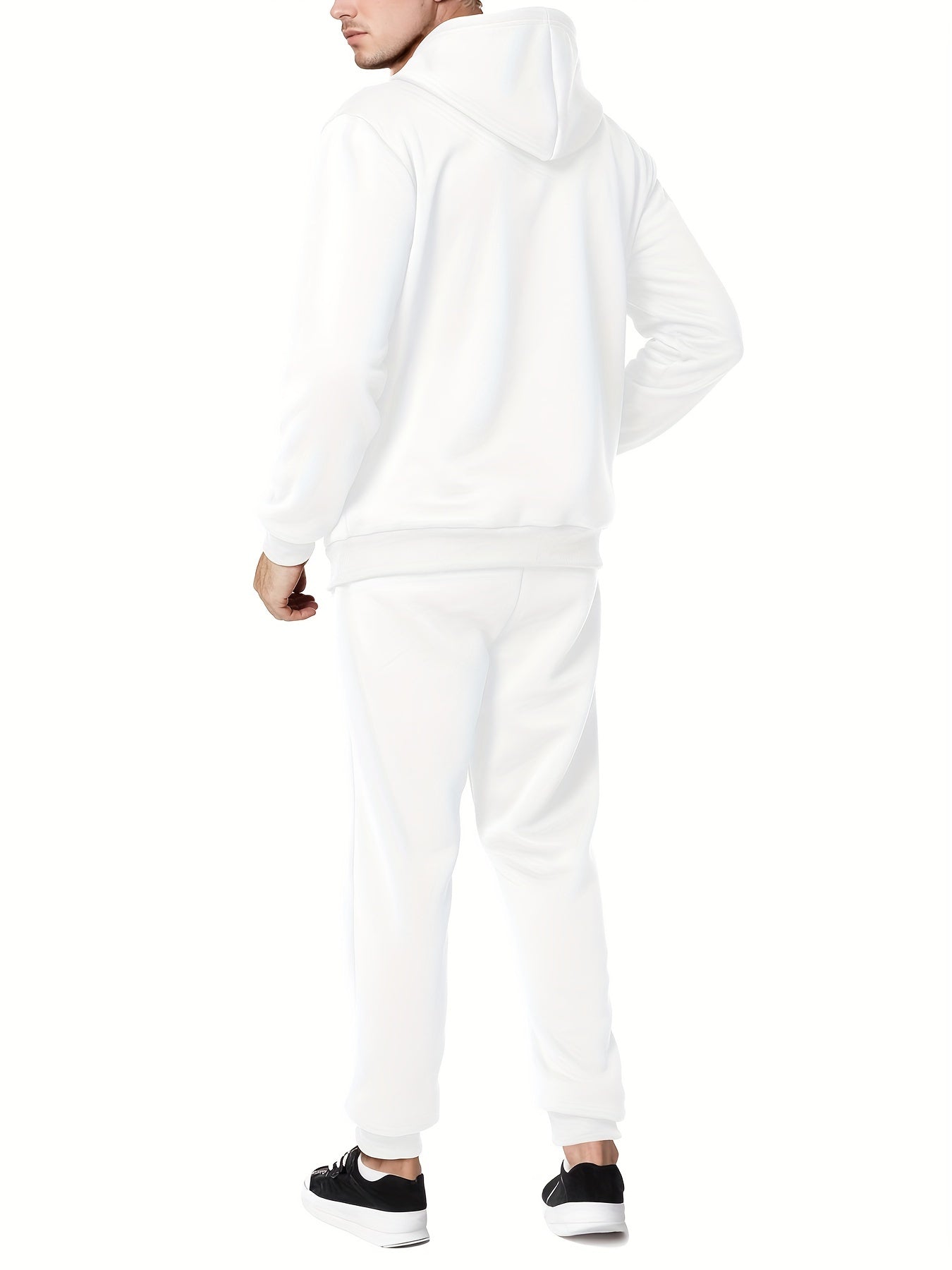 WW | Unifarbener Kapuzenpullover-Trainingsanzug mit Hose für Herren - Perfekt für Casual Days