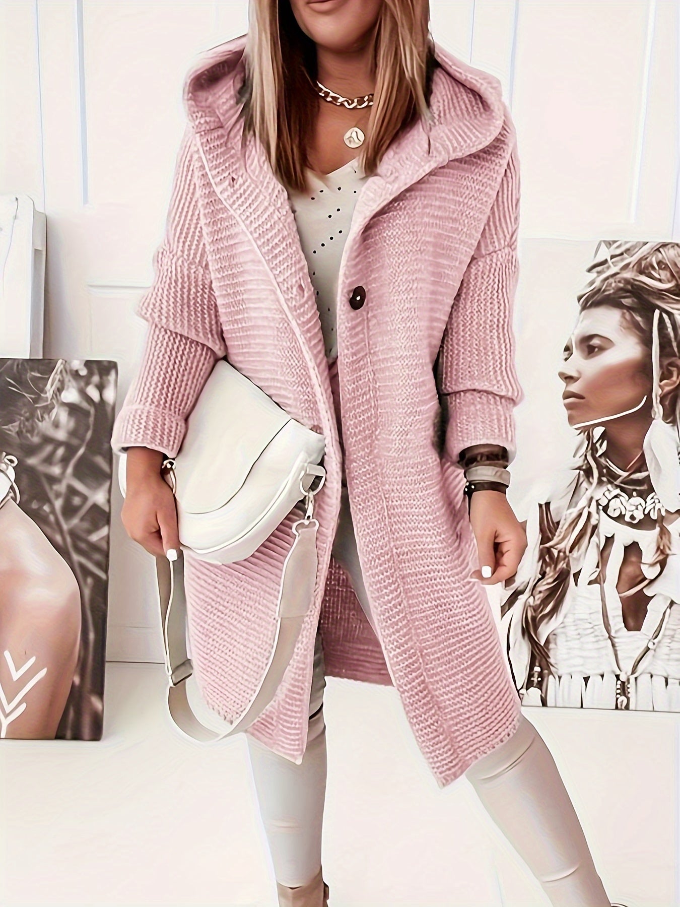 WW | Knee-Length Hooded Wool Cardigan for Women - Perfect for Casual Days