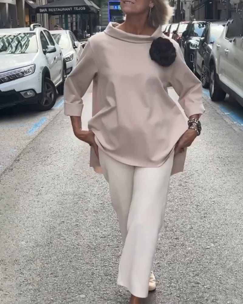 WW | Blouse with Asymmetrical Cut and Long Sleeves