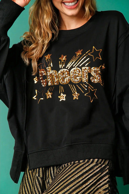 WW | Christmas Sequin Casual Crew Neck Long Sleeve Sweatshirt