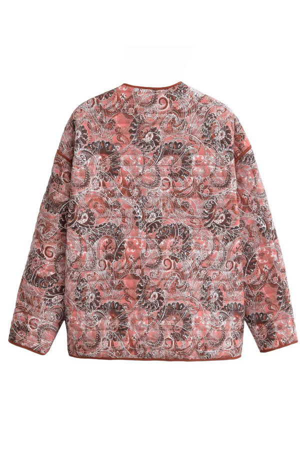 WW | Print Lockere V-Ausschnitt Cardigan Baumwolljacke