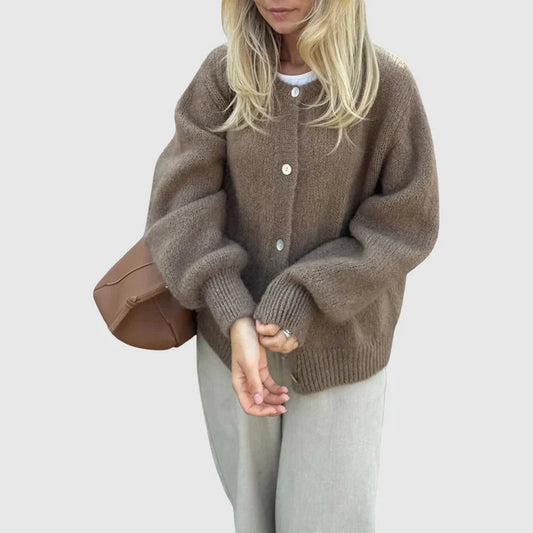 WW | Damen Cashmere Cardigan mit Rundhalsausschnitt und Knopfverschluss