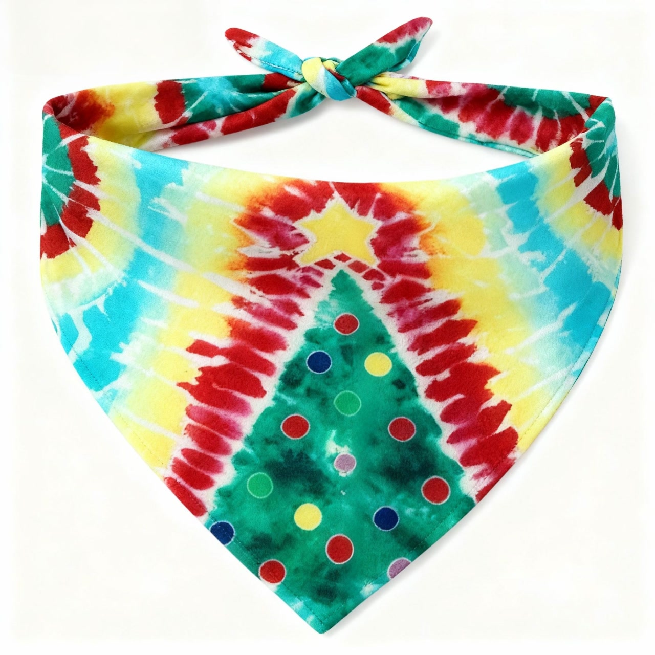 WW | Urlaub Paar Knopfverschluss Grün & Gelb Batik Weihnachts-Pyjama Set