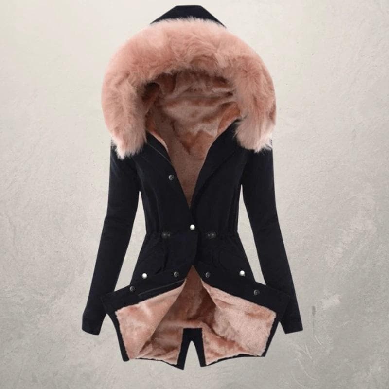 WW | Parka Jacke Mittellange Passform Mit Kunstfell Gefüttert Kapuze Und Knopfverschluss