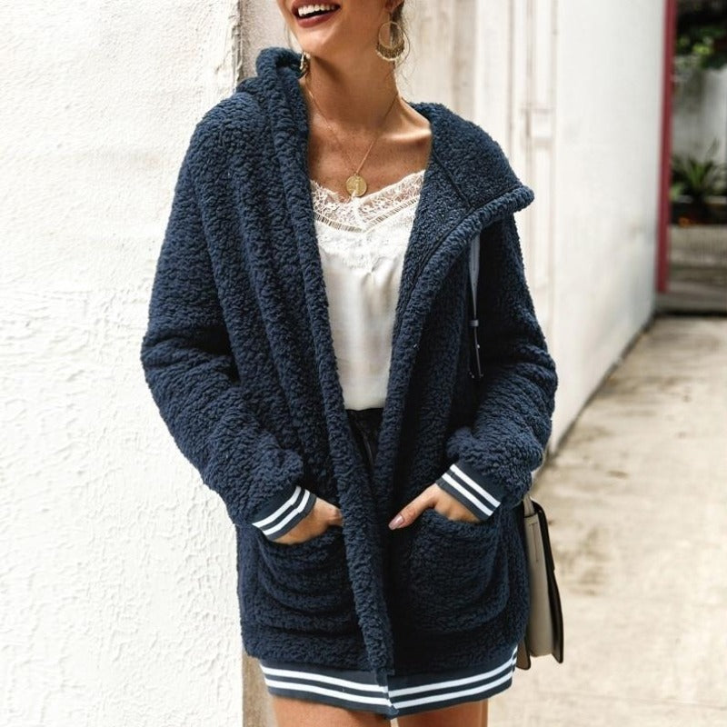 WW | Kapuzenpullover Weiches Sherpa Fleece Lässige Passform Warme Taschen