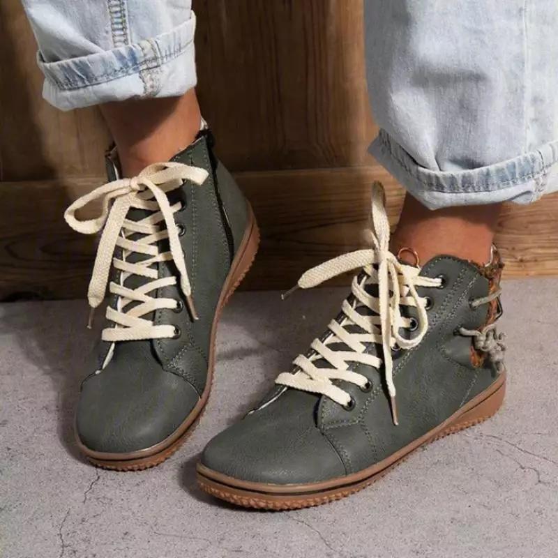 WW | Stylische Leder Sneaker Mit Schnürsenkeln