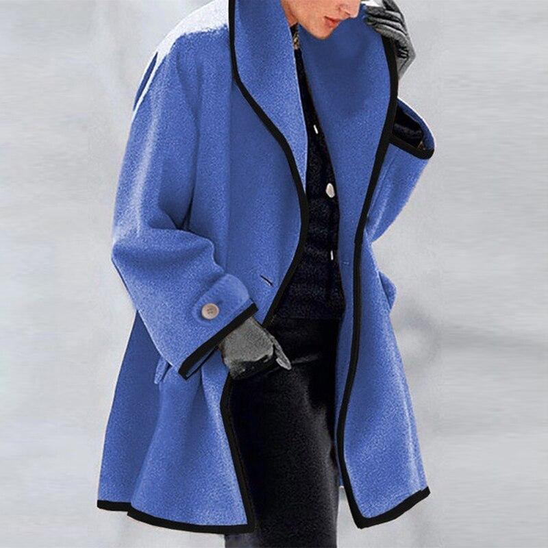 WW | Coat - Wool Blend - Oversized Fit - Draped Collar - Long Style
