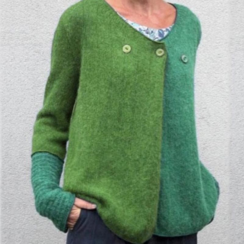 WW | Relaxed Fit Sweatshirt - Farbblock Knopf-Front Sweatshirt