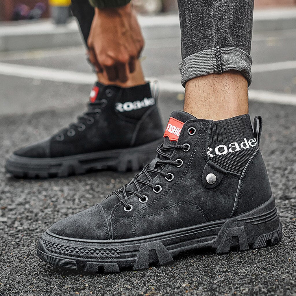 WW | Schuhe Hohe Sneaker Strapazierfähige Sohle Schnürung Bequemer Rippkragen