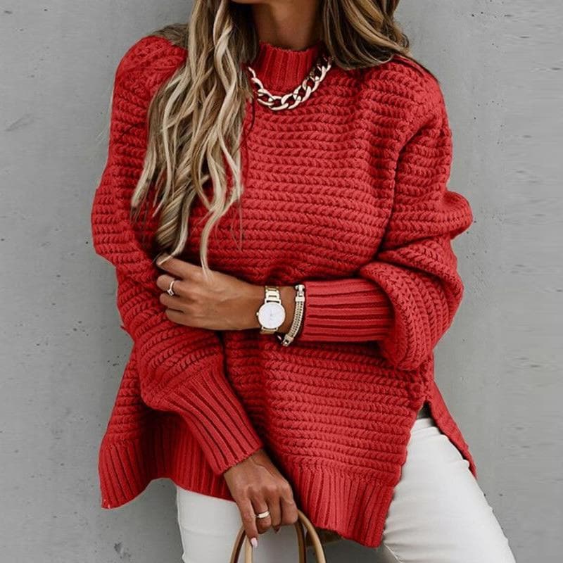 WW | Strickpullover - Oversized Schnitt - Hoher Ausschnitt - Weich und Warm