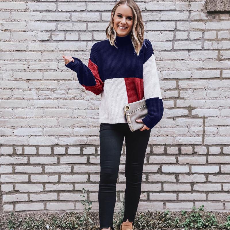 WW | Strickpullover - Oversized Fit - Blockmuster - Weich und Warm