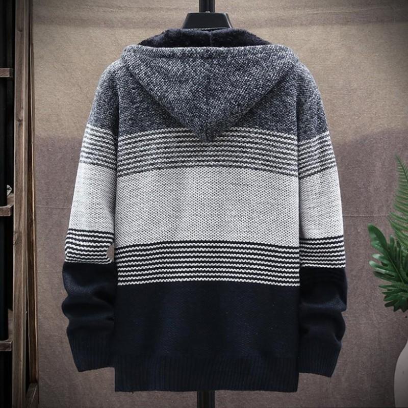 WW | Strick Kapuzenpullover Reißverschluss Bequem Ribbed Bündchen Und Saum
