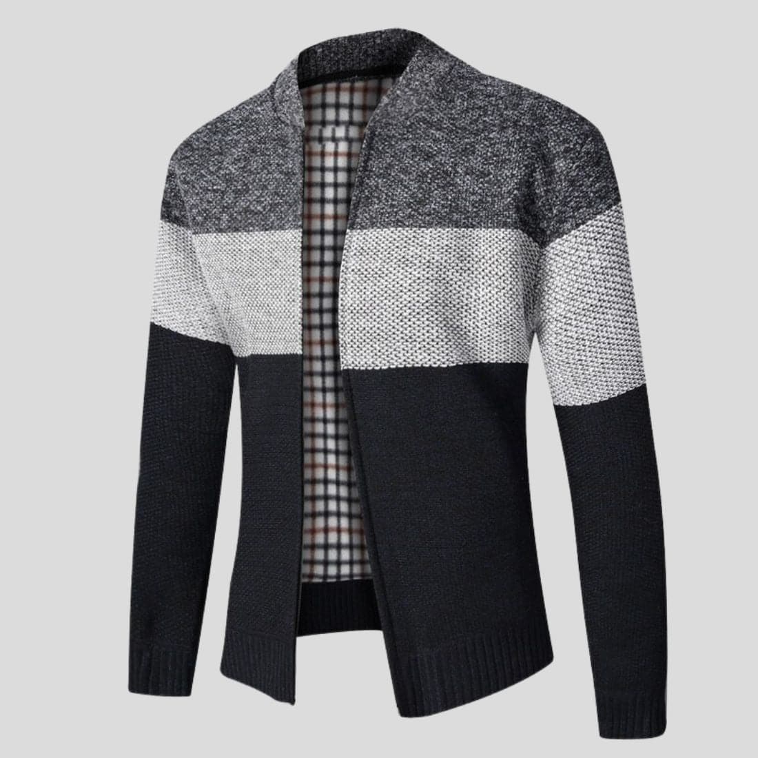 WW | Strickjacke Reißverschluss Gerippter Kragen, Bündchen Und Saum Bequeme Passform