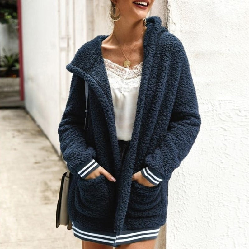 WW | Kapuzenpullover Weiches Sherpa Fleece Lässige Passform Warme Taschen