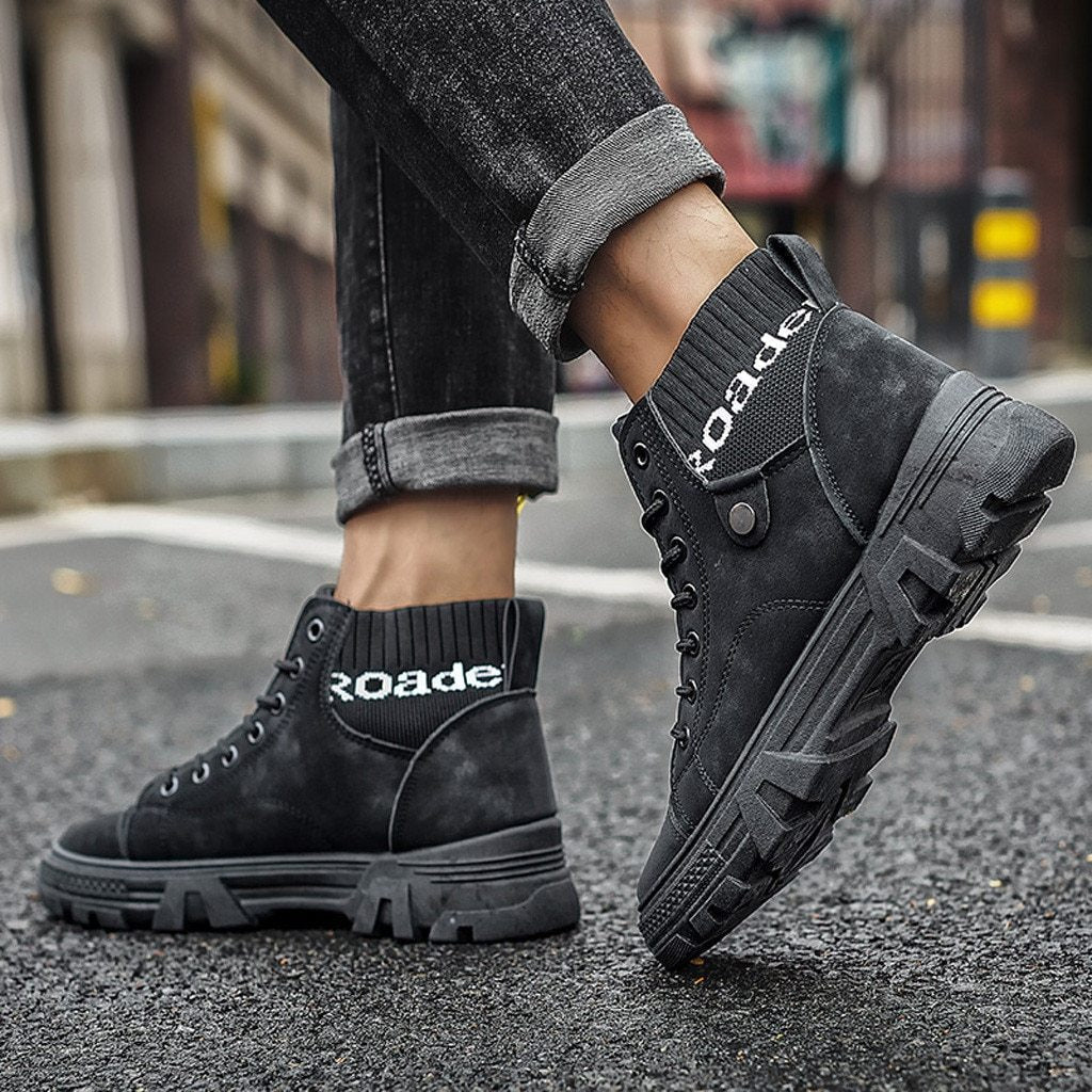 WW | Schuhe Hohe Sneaker Strapazierfähige Sohle Schnürung Bequemer Rippkragen
