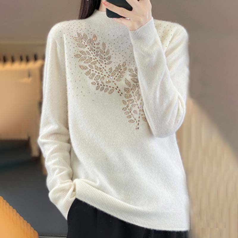 WW | Knitted Sweater with Pretty Leaf Pattern