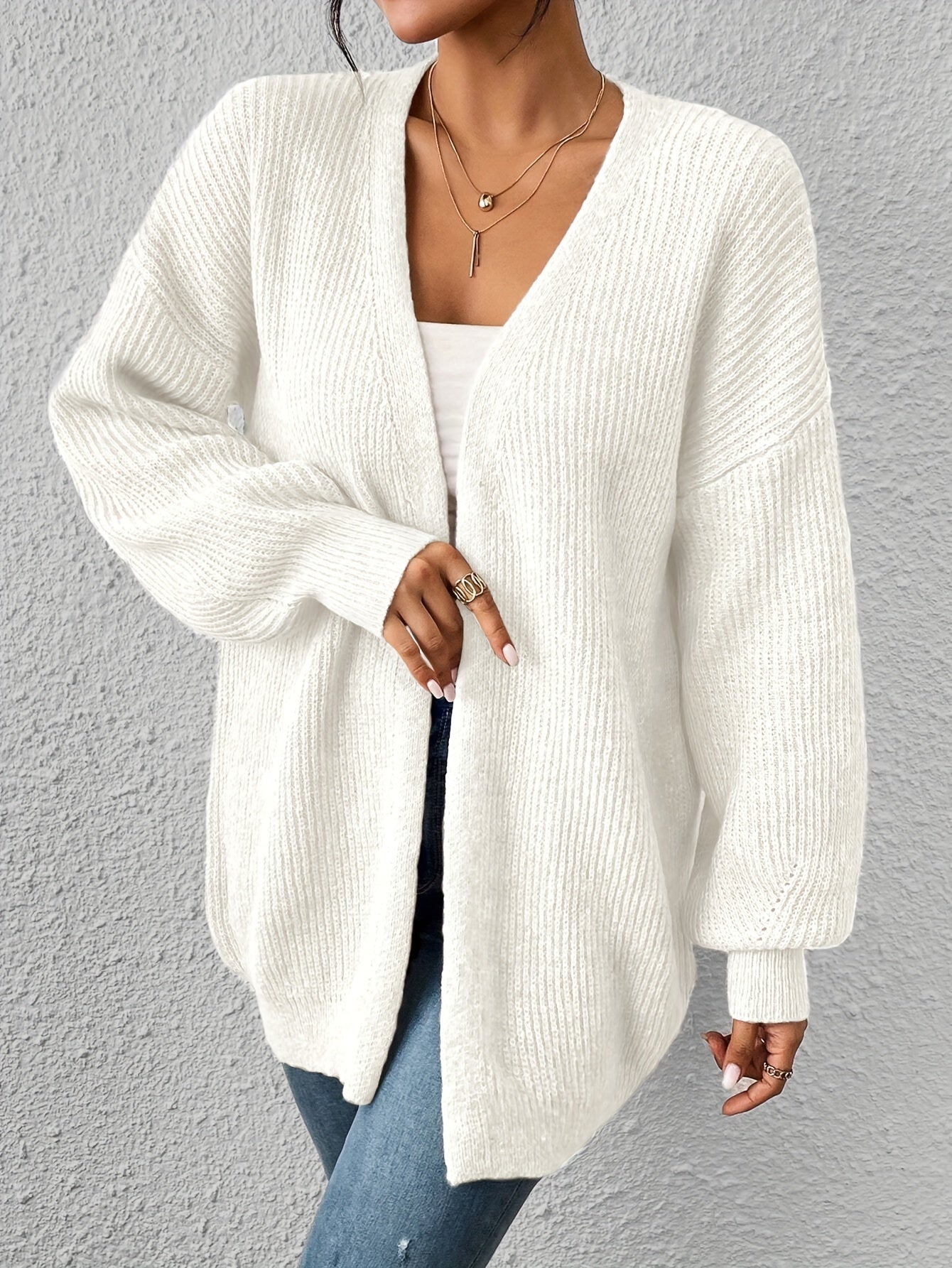 WW | Warm cotton knit cardigan for women - Ideal for winter
