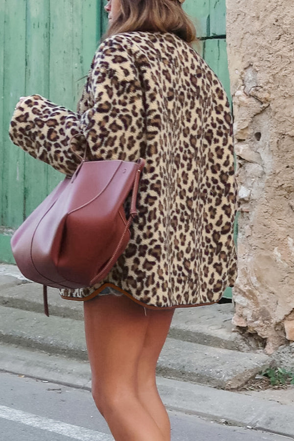 WW | Leopard Lockere Lockere Kaschmir Warme Jacke