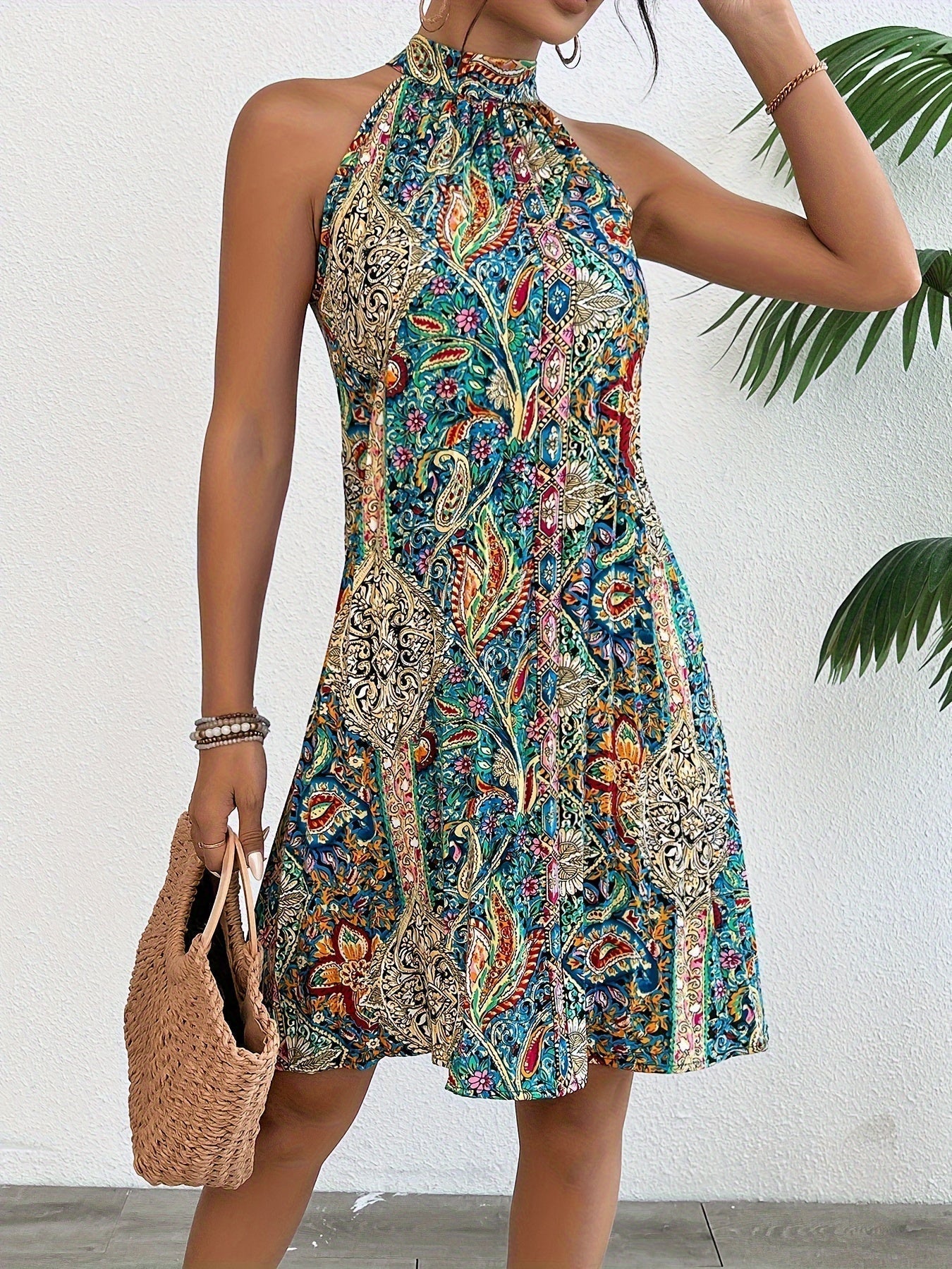Blaire – Dress with pleated halterneck