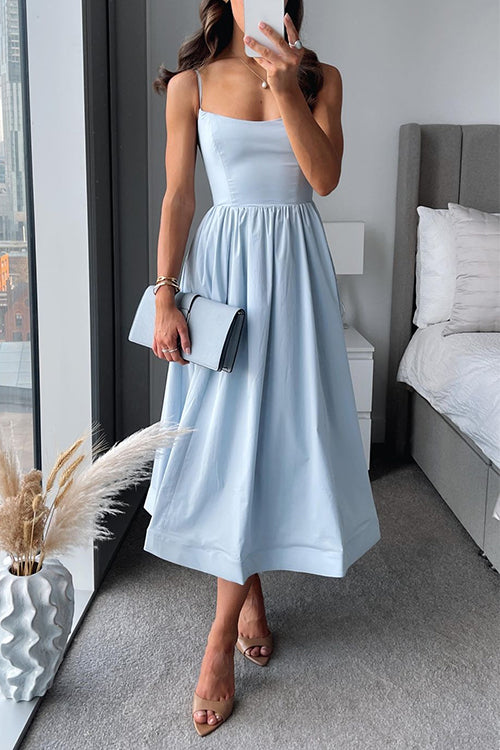 WW | Rosiedress Spaghetti-Träger Tailliertes A-Linien Midi-Kleid