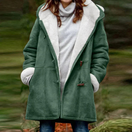 WW | Jacke - Lockere Passform - Fleece-Futter - Mittellang - Kapuze - Schnürverschluss
