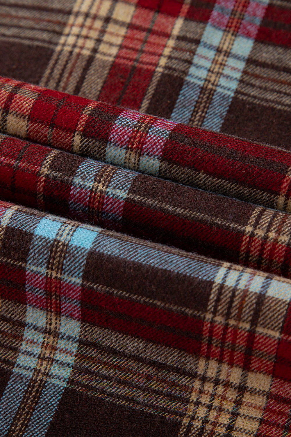 WW | Fiery Red Plus-Size Plaid Kangaroo Pocket Drawstring Hoodie