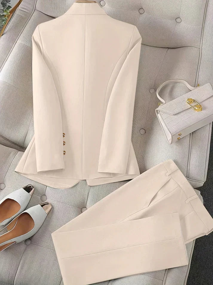WW |  Einfarbiges Zweiteiliges Blazer Und Hosen Outfit Set Für Damen - Ideal für formelle Anlässe