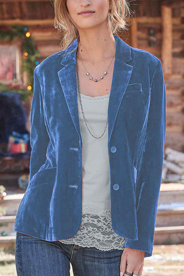 WW | Velvet plain fashionable casual suit jacket