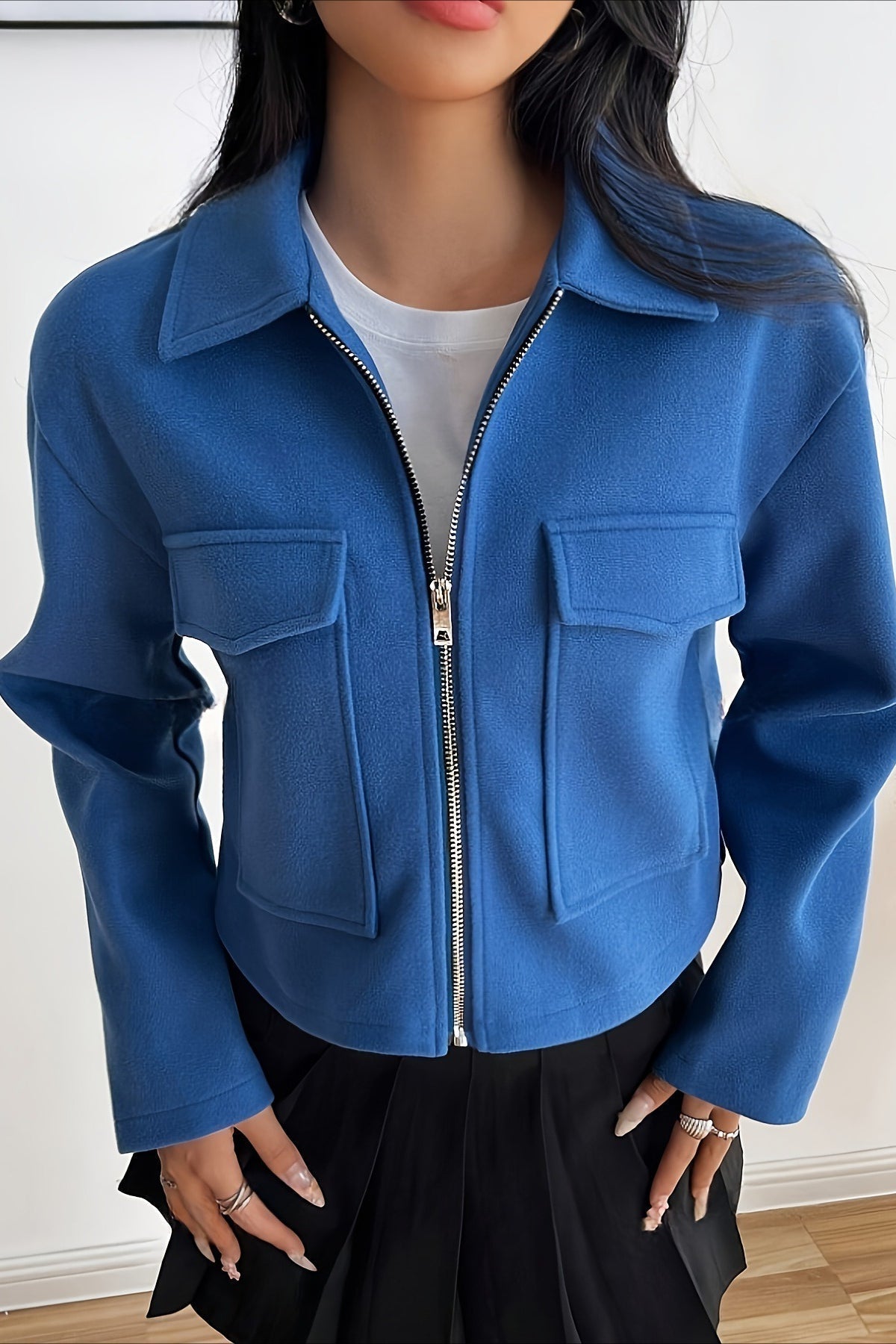 WW | Farbe Vorgezogene Reißverschluss Ärmeljacke