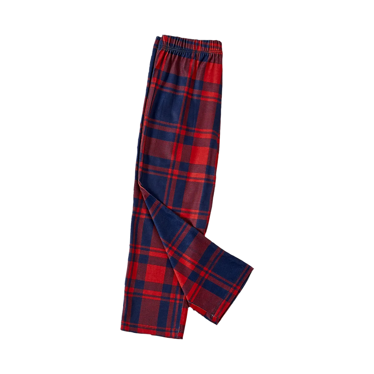 WW | "2025 Weihnachten" Text und Weihnachtsmann-Mütze Druck Blau Langärmeliges Oberteil mit Rot- und Blau-Karierter Hose Weihnachts-Pyjamas im Matching-Design