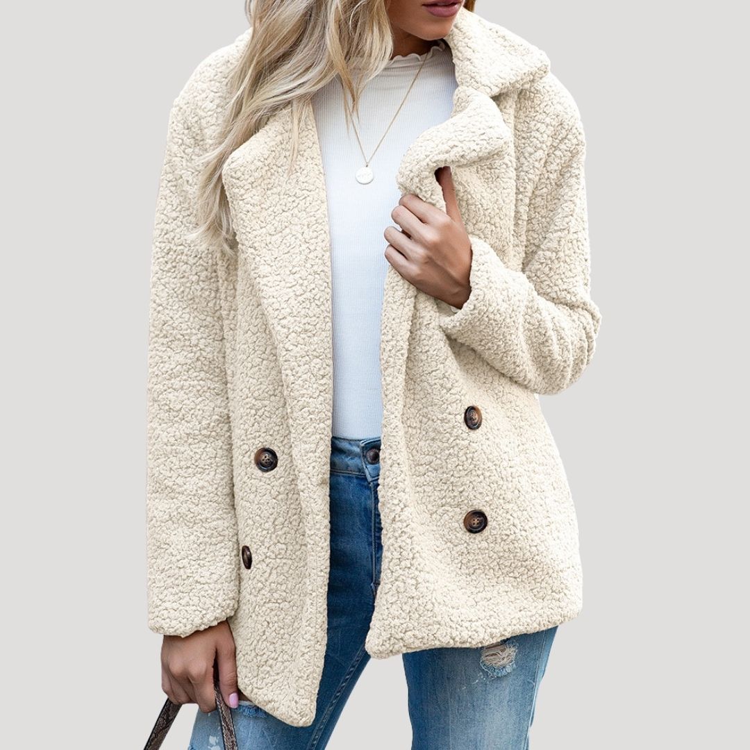 WW | Damen Doppelknopf Fleece Jacke Winterstil