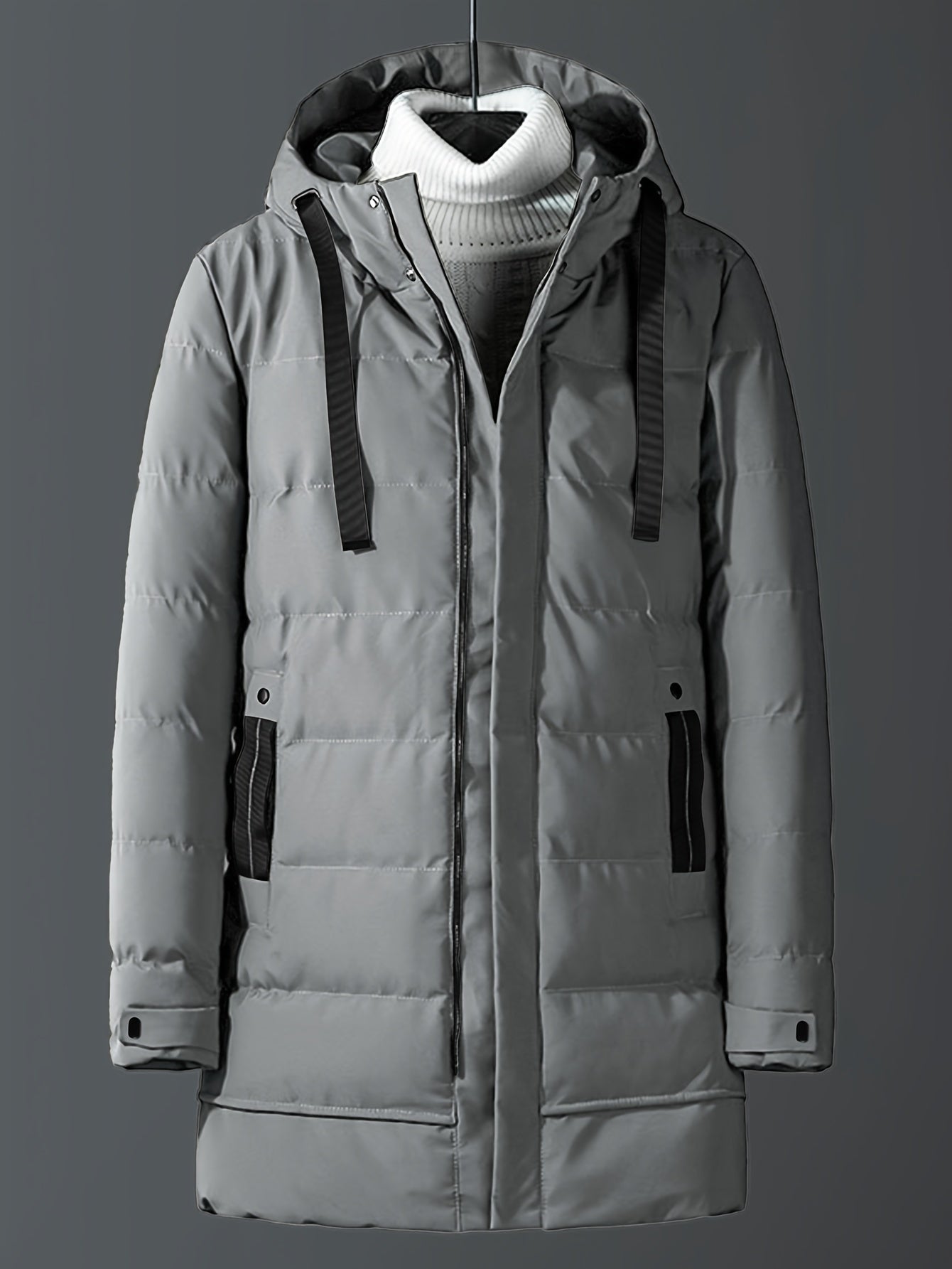 WW | Windproof Mid-Length Zipper Hooded Winter Jacket - Ideal for Winter