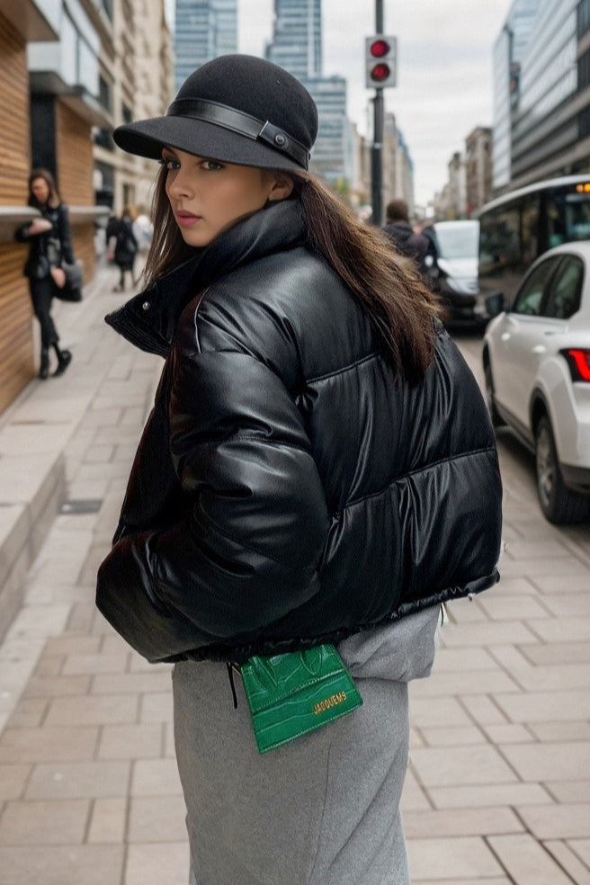 WW | Faux Leather Insulated Puffer Jacket
