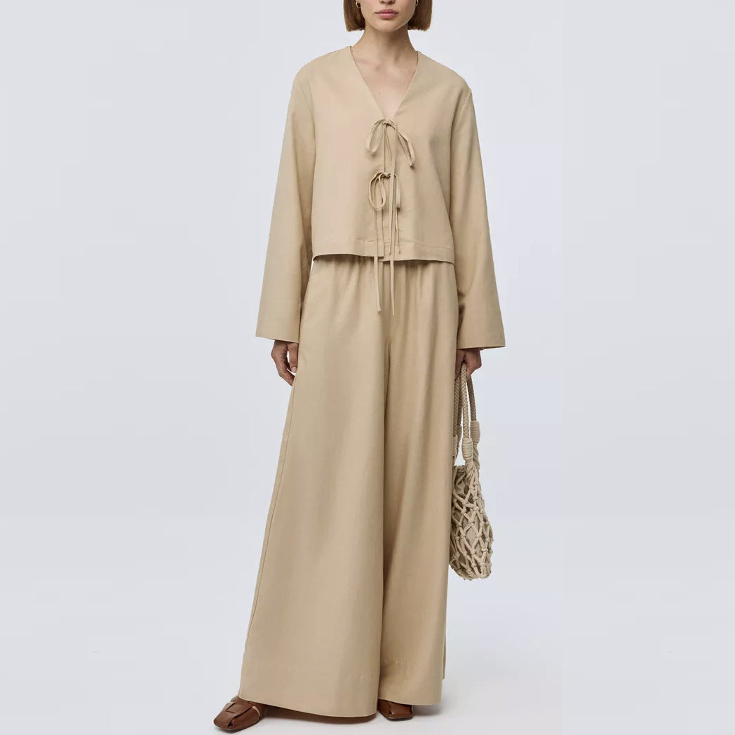 WW | Wide Leg Trousers & Top with Tie