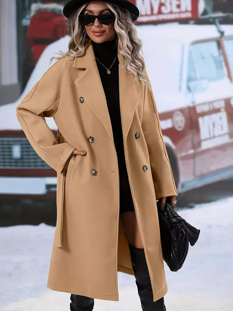 WW | Elegant Double-Breasted Midi Winter Coat