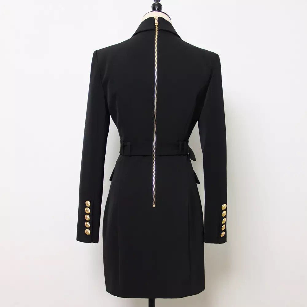 WW | Doppelreiher Blazer Kleid - Goldene Knopfakzente - Maßgeschneiderte Eleganz - Vielseitiger Stil