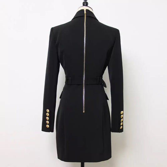 WW | Doppelreiher Blazer Kleid - Goldene Knopfakzente - Maßgeschneiderte Eleganz - Vielseitiger Stil