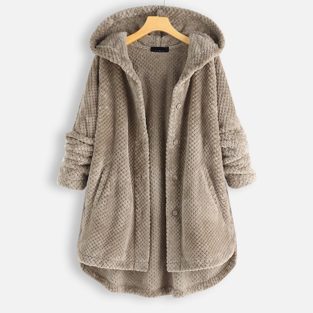 WW | Halblange, wendbare Fleecejacke mit Kapuze für den Winter