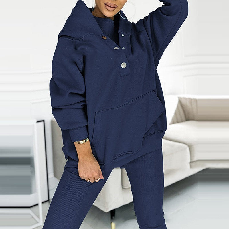 WW | Women's 3-piece Sport Suit with Loose Hoodie and Slim Pants