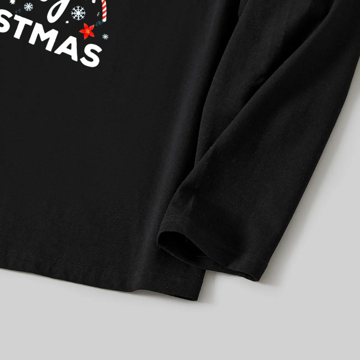 WW | "We wish you a Merry Christmas" Printed Pattern Black Long Sleeve Top with Black and Green Plaid Pants Couple Matching Pajamas