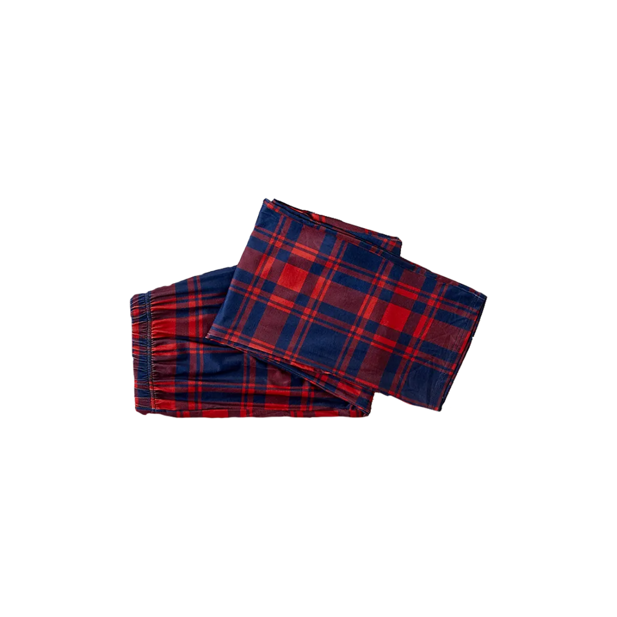 WW | "Merry Christmas" White Letter 2025 Blue Long Sleeve Top with Blue and Red Plaid Matching Family Pajamas