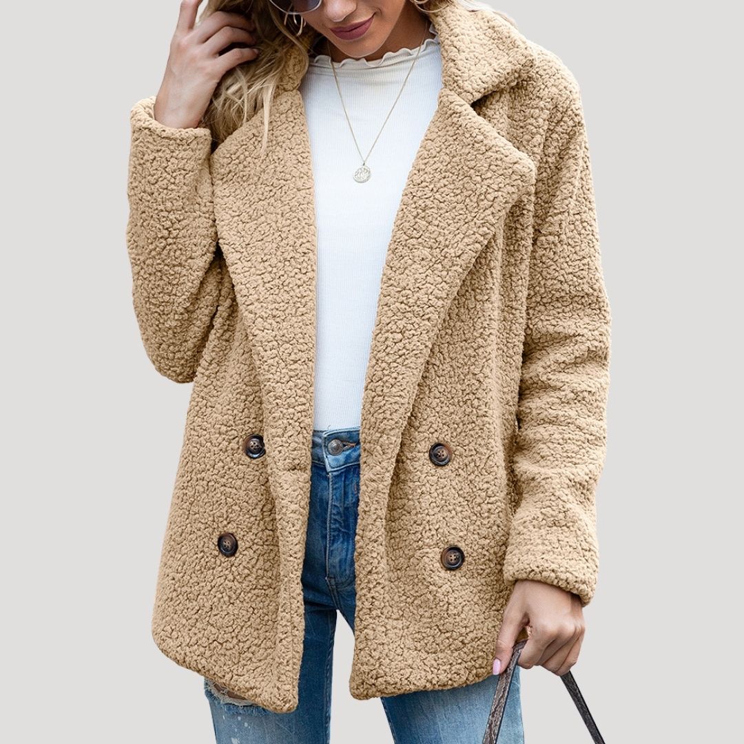 WW | Damen Doppelknopf Fleece Jacke Winterstil