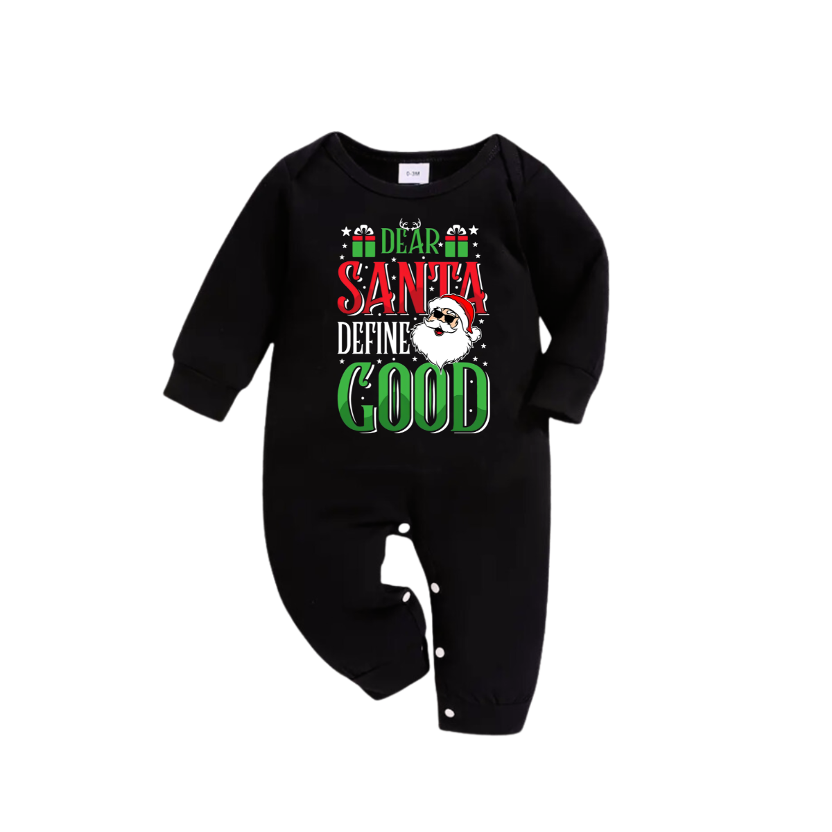 WW | "Dear Santa, define good" Slogan Printed Black and Green Plaid Family Pyjamas