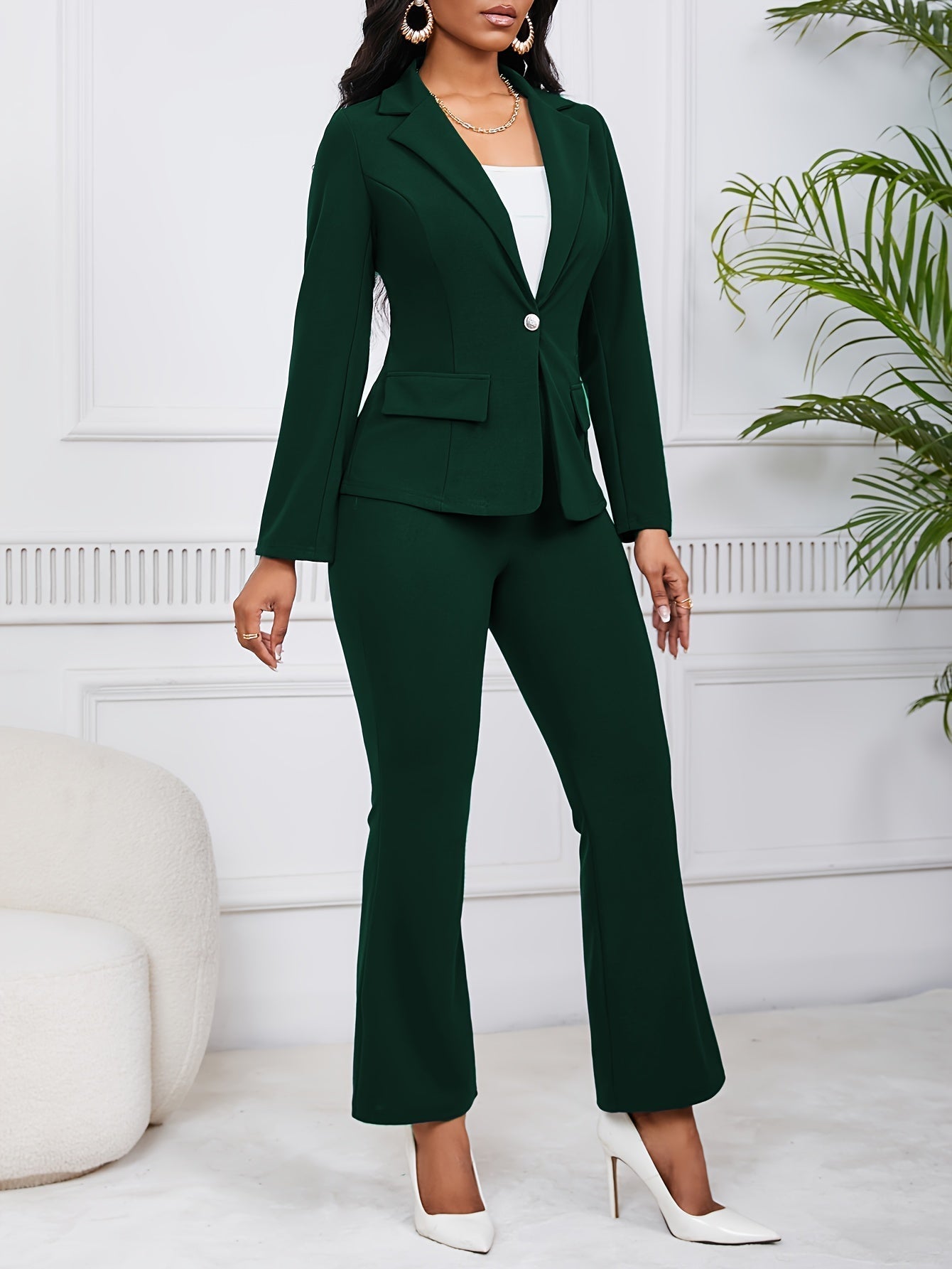 WW | Damen Hosenanzug - Business Blazer mit Schlaghose im modernen Zweiteiler-Design